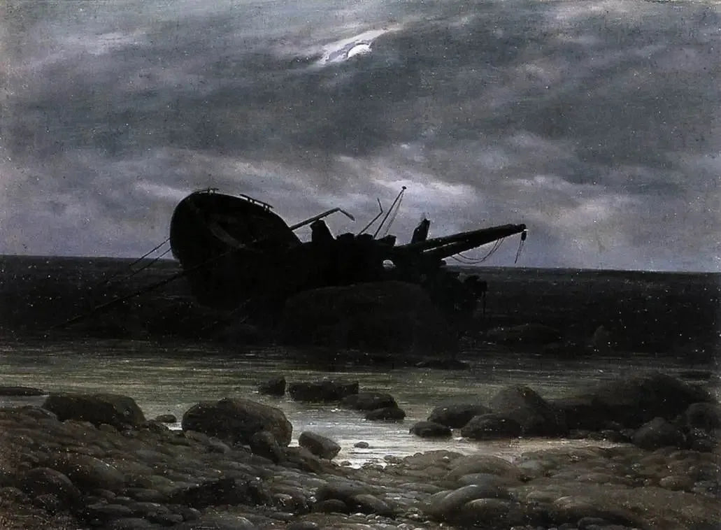 Épave au clair de lune - Caspar David Friedrich image 1 reproduction de peinture à l’huile