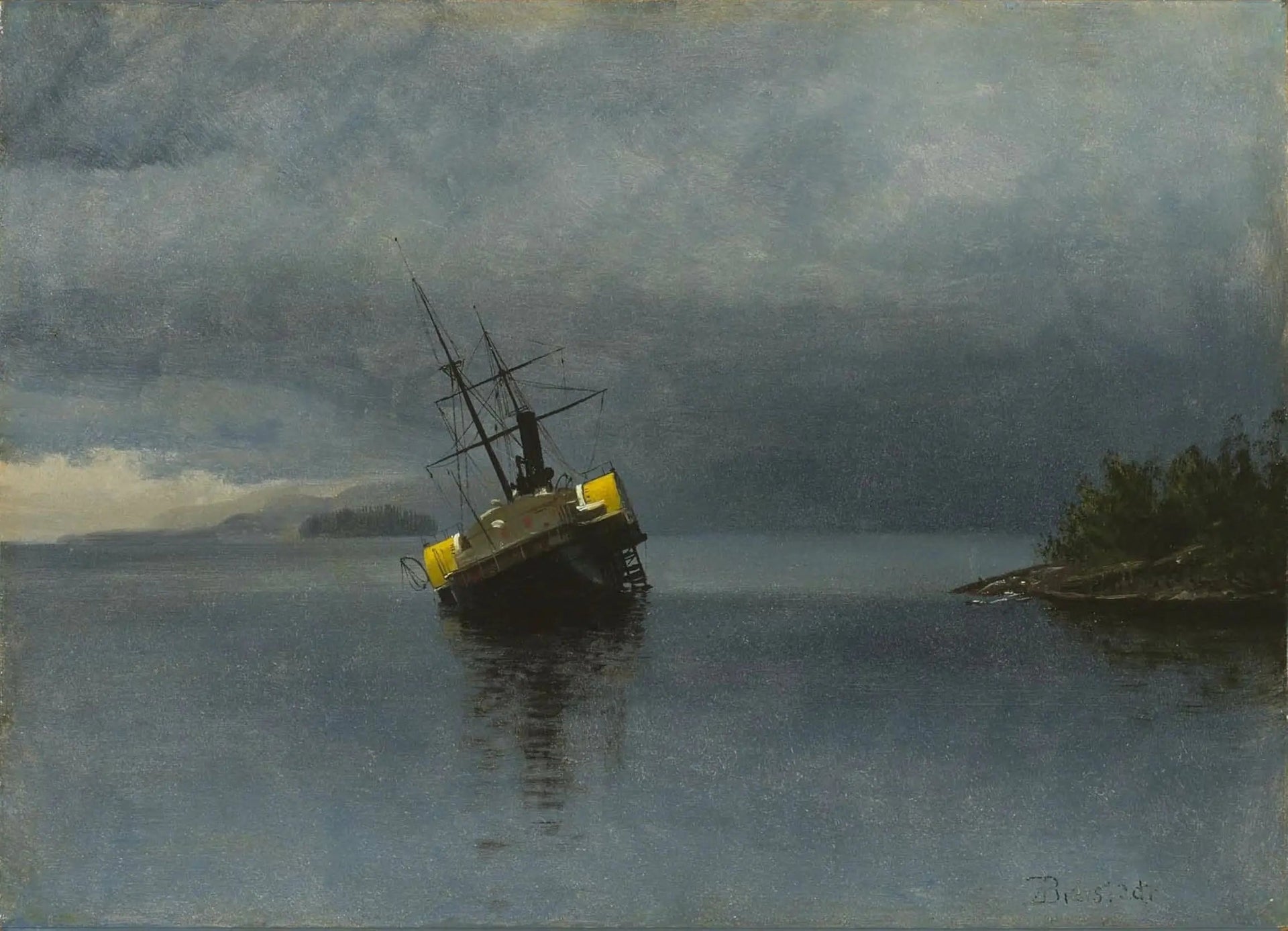 Épave de l'Ancon dans la baie de Loring, en Alaska - Albert Bierstadt image 1 reproduction de peinture à l’huile