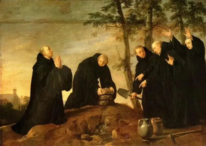 Épisodes de la vie de saint Benoît : La fontaine miraculeuse - Philippe de Champaigne image 1 reproduction de peinture à l’huile