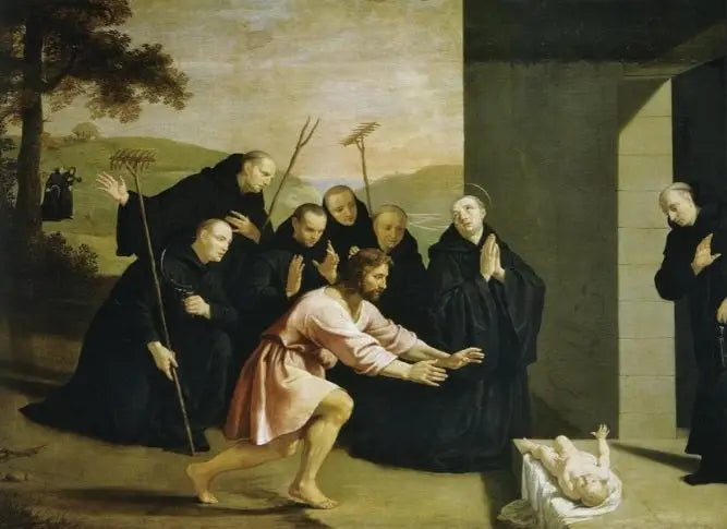 Épisodes de la vie de saint Benoît : L'enfant ressuscité - Philippe de Champaigne image 1 copie peinte à la main à l’huile