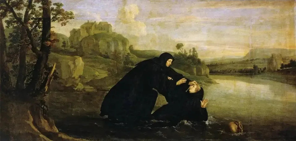 Épisodes de la vie de saint Benoît : Placide retiré de l'eau par le frère Maur - Philippe de Champaigne image 1 copie de tableau peinte à la main
