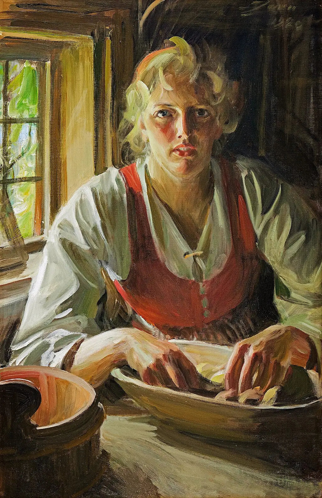 Éplucher les pommes de terre - Anders Zorn image 1 reproduction d’œuvre d’art à l’huile