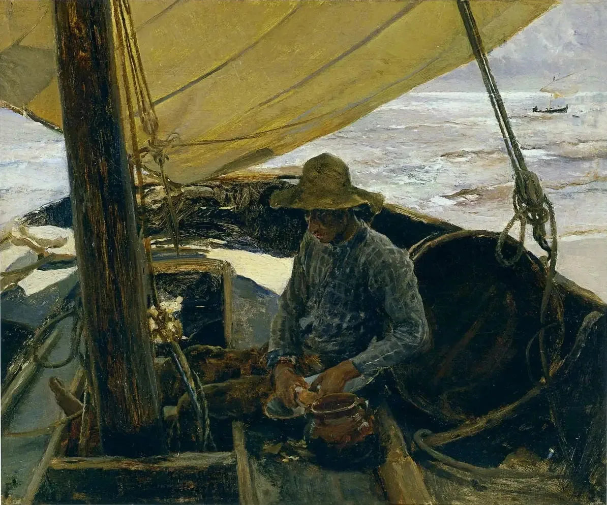 Éplucher les pommes de terre - Joaquín Sorolla image 1 copie peinte à la main à l’huile