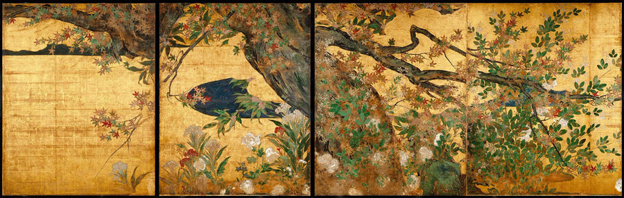 Érable et plantes d’automne - Hasegawa Tōhaku