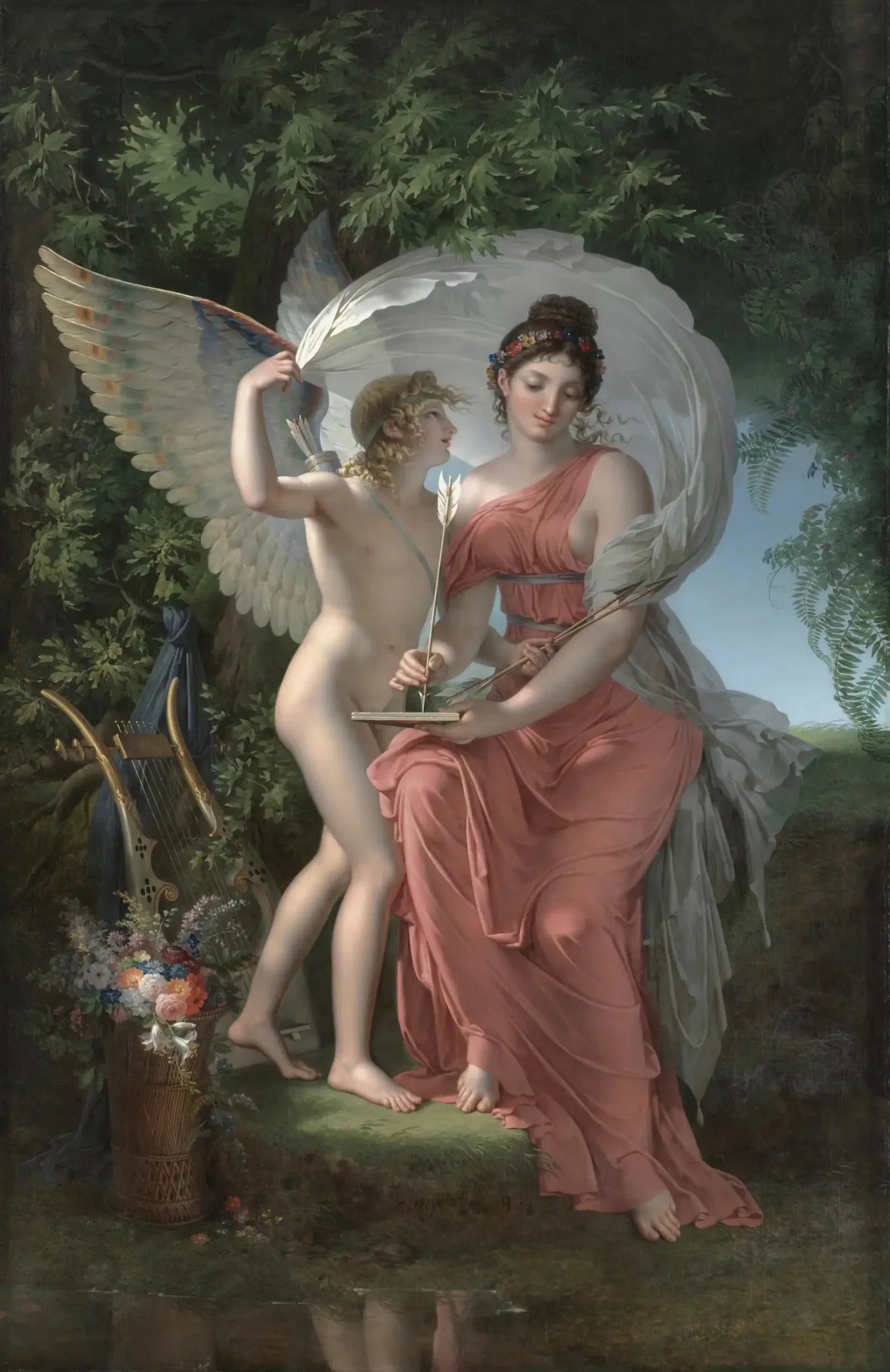 Erato, muse qui préside à la poésie lyrique - Charles Meynier image 1 reproduction artisanale de tableau