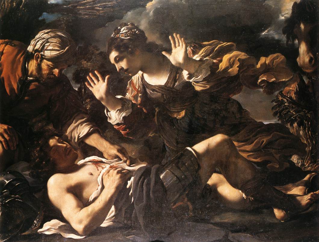 Erminia trouve Tancrède blessé - Guercino image 1 tableau peint à l’huile sur toile