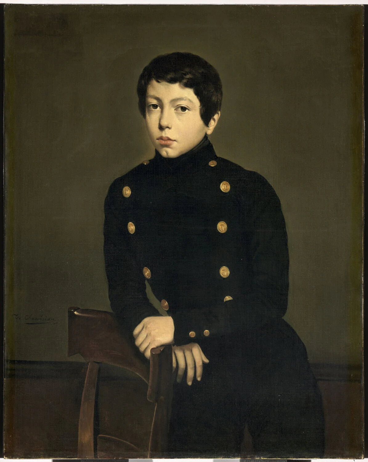 Ernest Chassériau (1823-1870), frère de l'artiste, alors élève de l'Ecole navale de Brest, plus tard chef de bataillon d'infanterie de marine, tué au combat de Bazeilles-sous-Sedan. - Théodore Chassériau