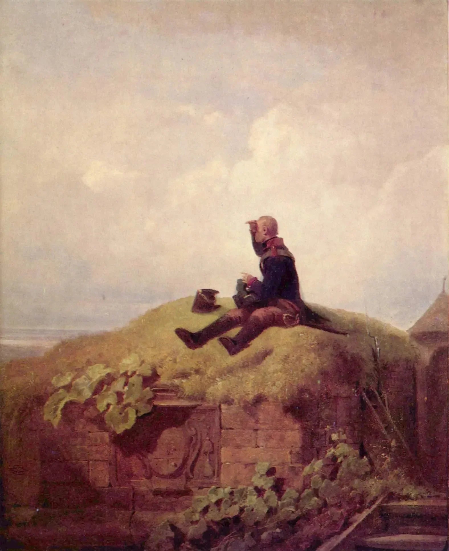 Es war einmal (Der strickende Vorposten) - Carl Spitzweg image 1 reproduction d’œuvre d’art à l’huile