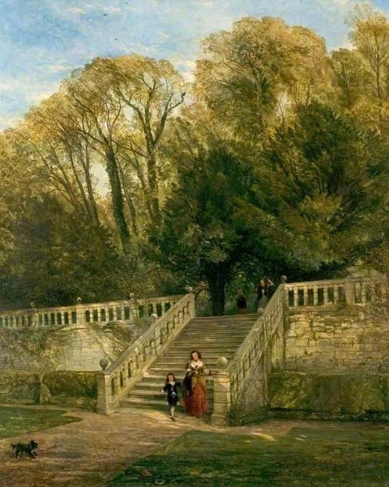 Escaliers de Haddon Hall, Derbyshire - William Powell Frith image 1 copie de tableau peinte à la main