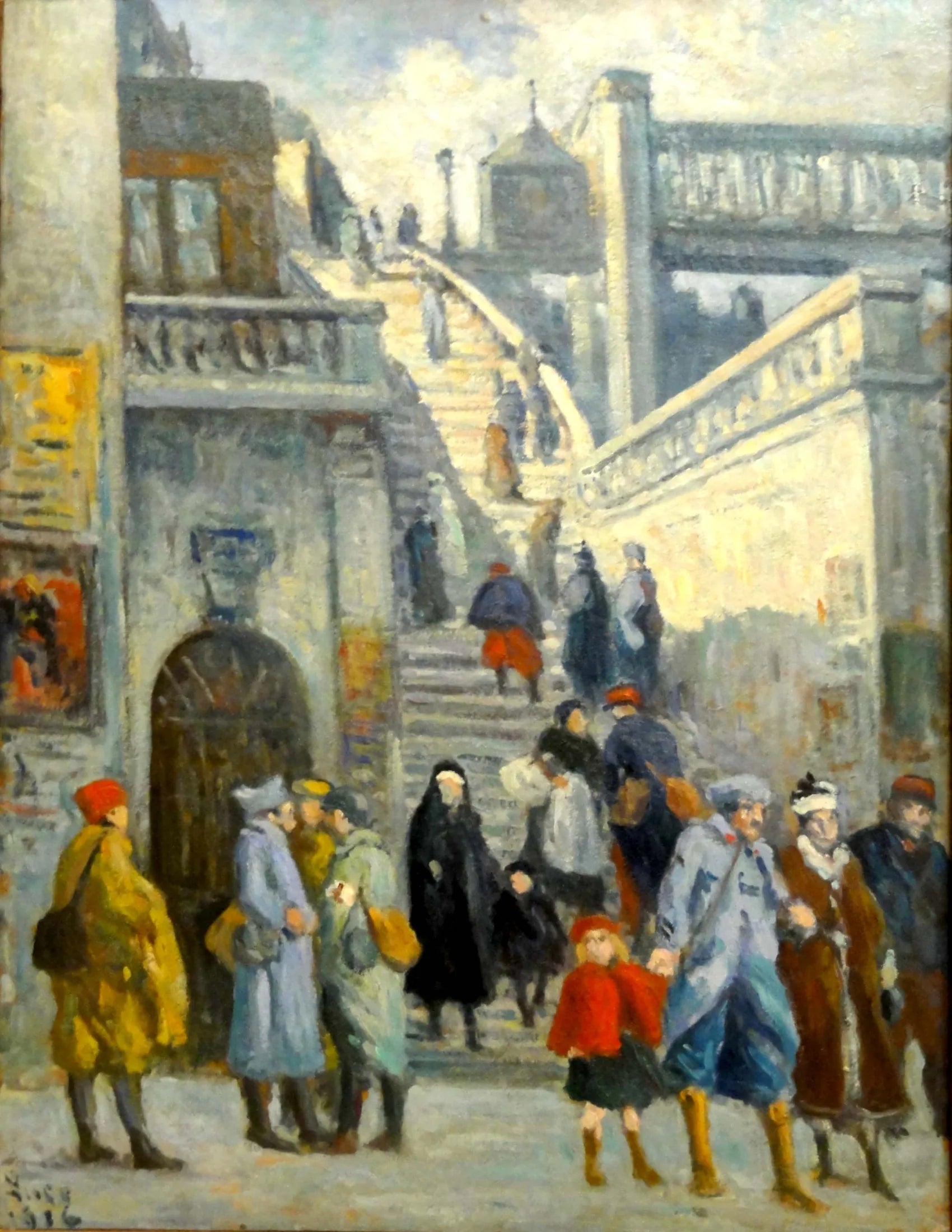Escaliers de la rue de l'Alsace - Maximilien Luce image 1 copie peinte à la main à l’huile