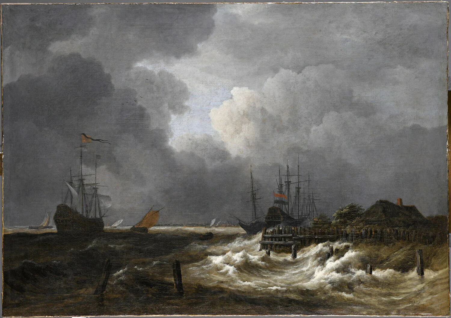 L'Estacade ou Gros temps sur le bord d'une digue de Hollande - Jacob Isaacksz van Ruisdael