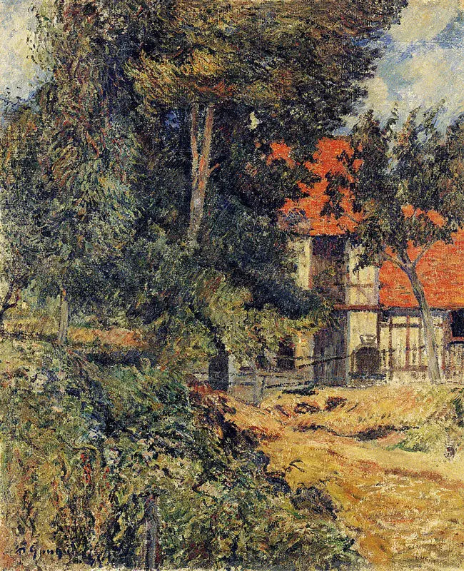 Étable près de Dieppe II, ou Chaumière en Normandie I - Paul Gauguin image 1 copie de tableau peinte à la main