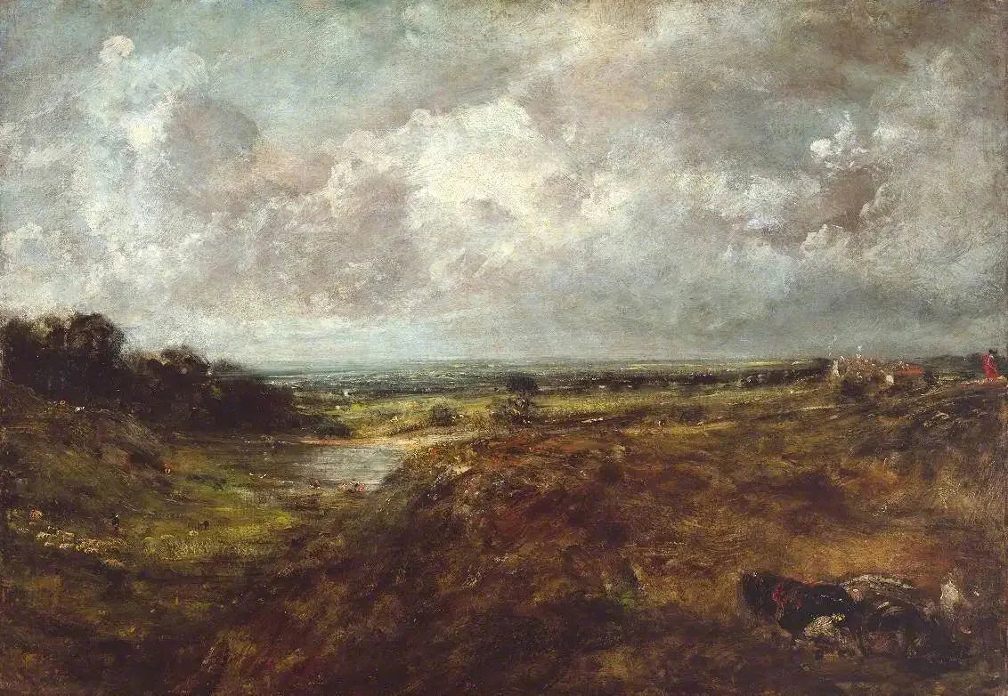 Étang de Branch Hill, Hampstead Heath, avec une charrette et des charretiers - John Constable image 1 reproduction de peinture à l’huile