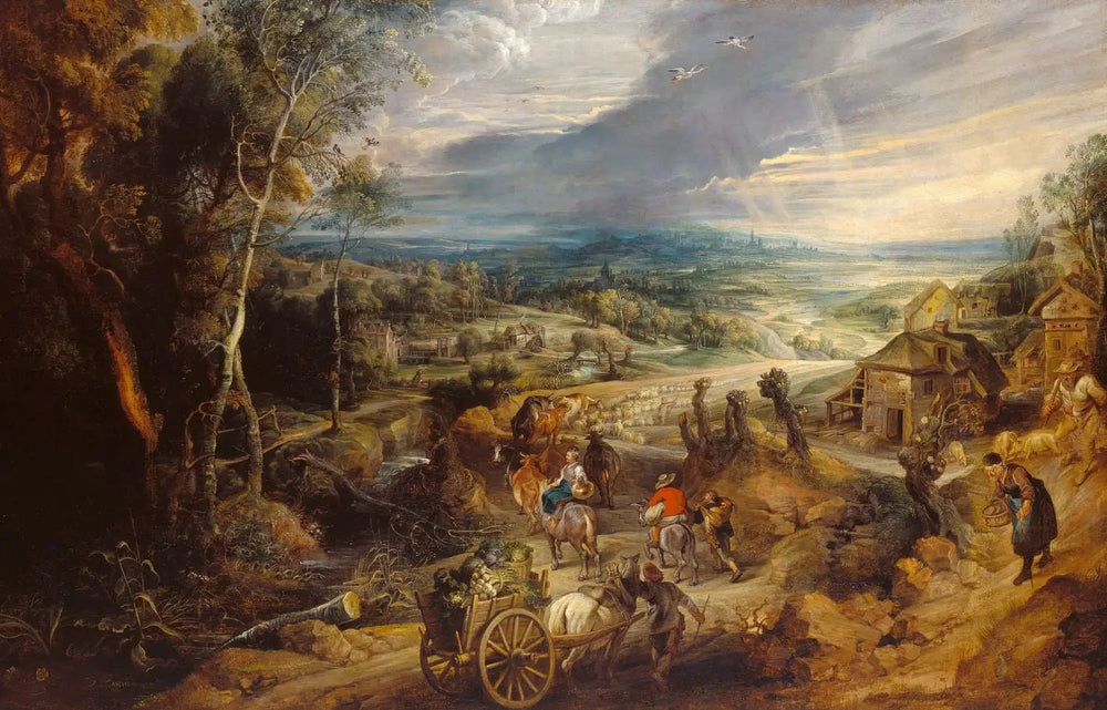Été : les paysans vont au marché - Peter Paul Rubens image 1 copie de tableau peinte à la main