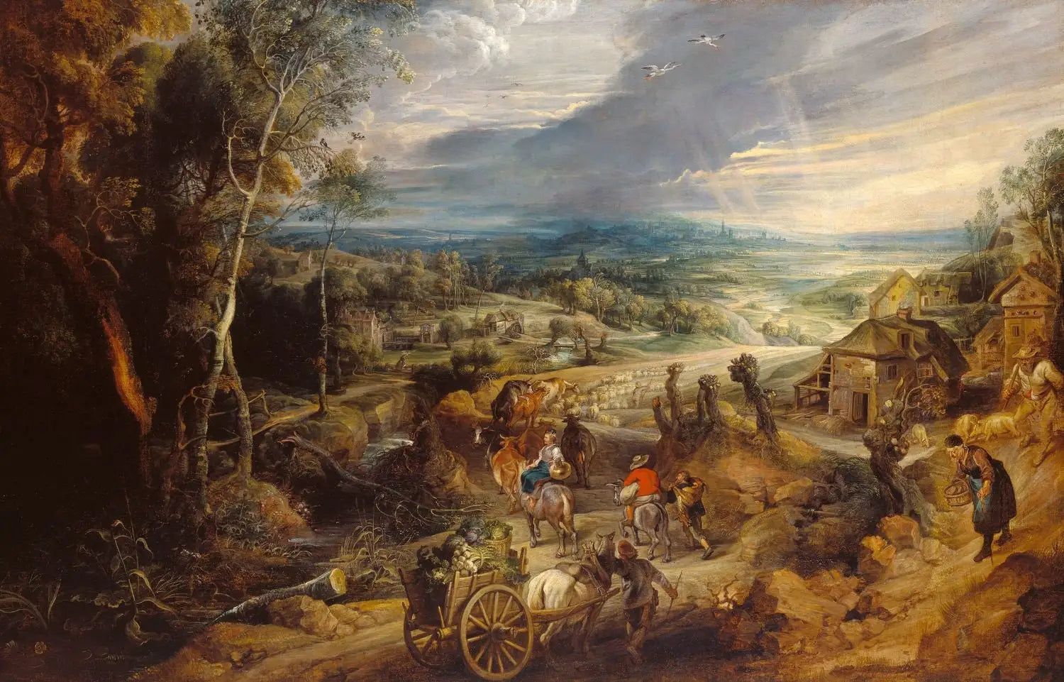 Été : les paysans vont au marché - Peter Paul Rubens image 1 copie de tableau peinte à la main