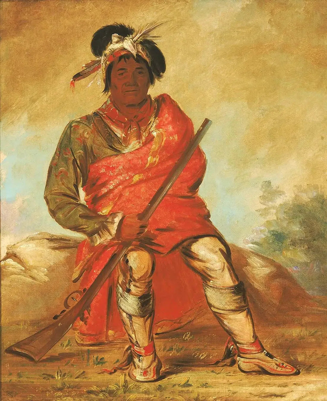Eteh-ée-fix-e-co, Cerf sans cœur, un chef - George Catlin image 1 reproduction artisanale de tableau