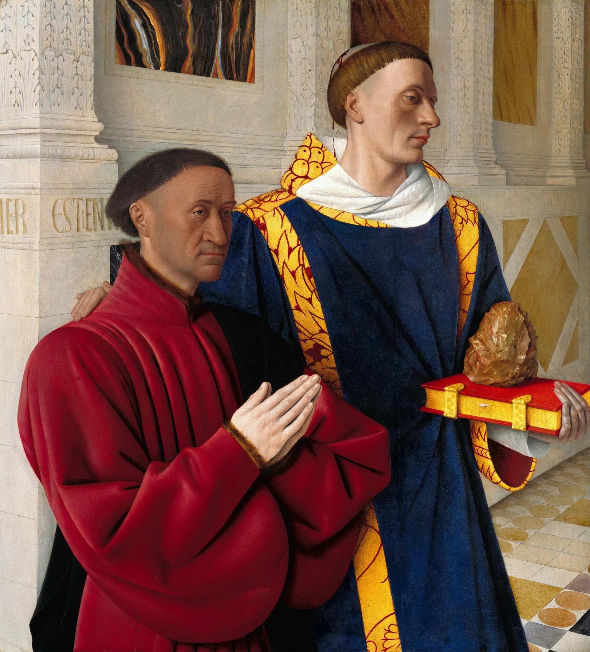 Étienne Chevalier présenté par saint Étienne - Jean Fouquet image 1 copie de tableau peinte à la main