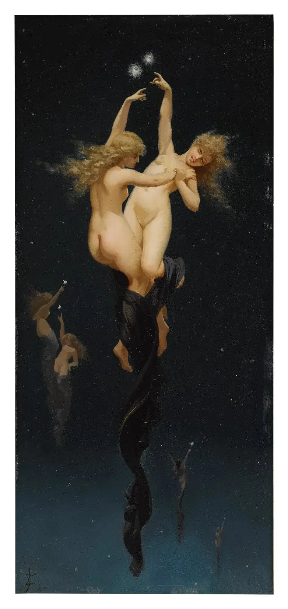 Étoiles jumelles - Luis Ricardo Falero image 1 copie peinte à la main à l’huile