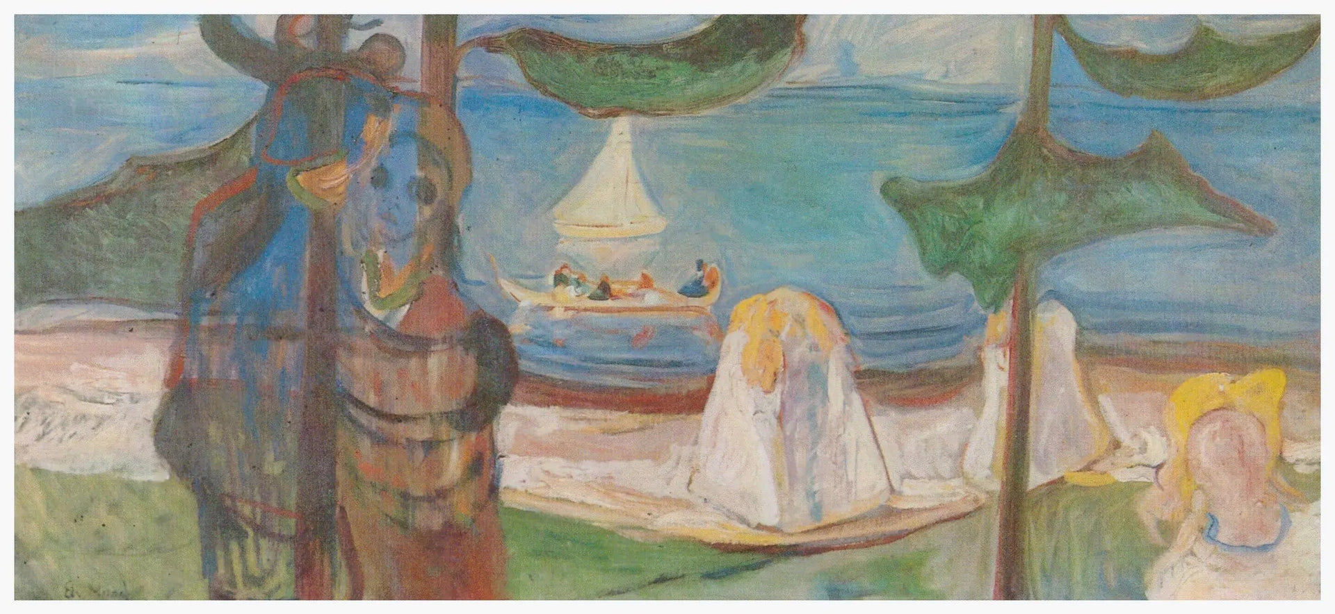 Étreinte sur la plage (Frise Linde) - Edvard Munch image 1 copie de tableau peinte à la main