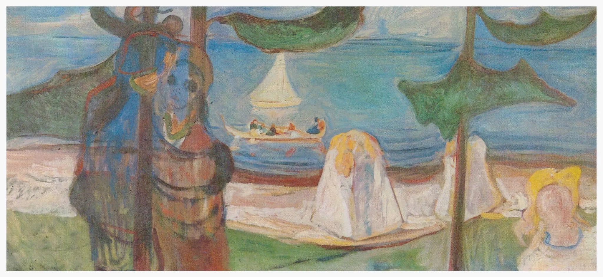 Étreinte sur la plage (Frise Linde) - Edvard Munch image 1 copie de tableau peinte à la main