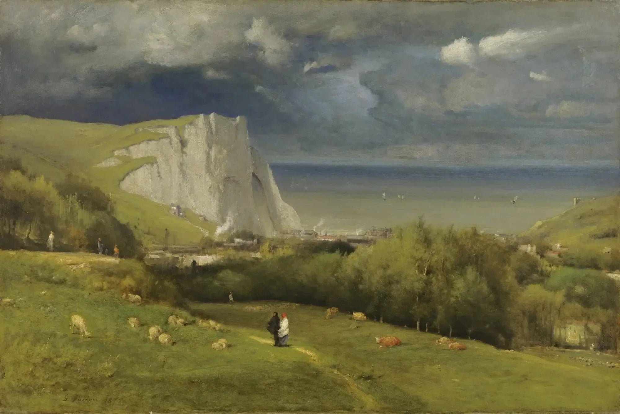 Étretat - George Inness image 1 copie peinte à la main à l’huile