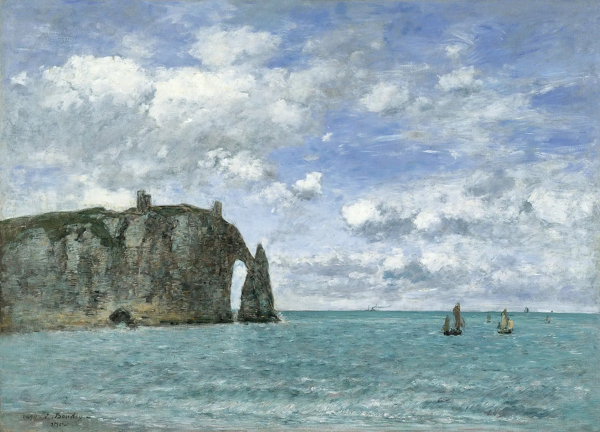 Étretat. La Falaise d'Aval - Eugène Boudin image 1 copie de tableau peinte à la main