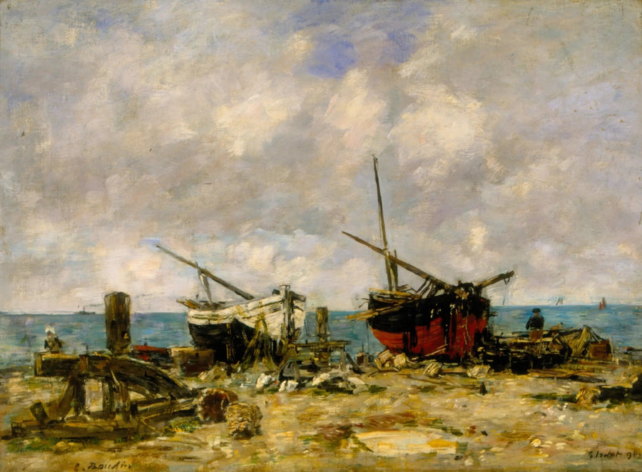 Étretat - Navires échoués - Eugène Boudin