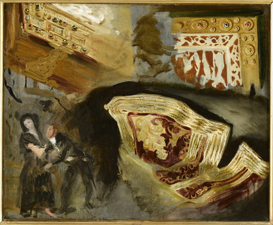 Étude d’après un des Caprices de Goya, deux plats de reliures médiévales et une veste orientale - Eugène Delacroix