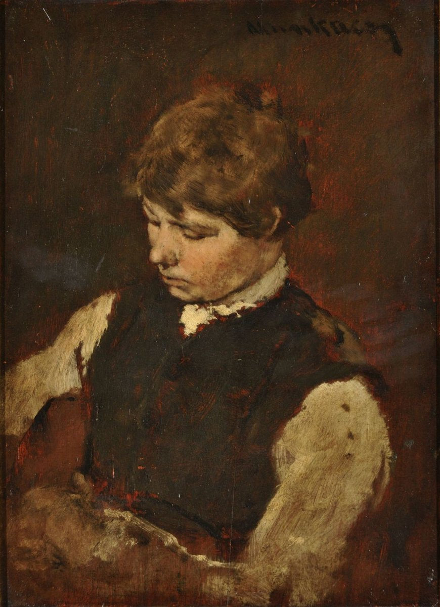 Étude masculine pour la boutique du prêteur sur gages - Mihály Munkácsy image 1 copie peinte à la main à l’huile