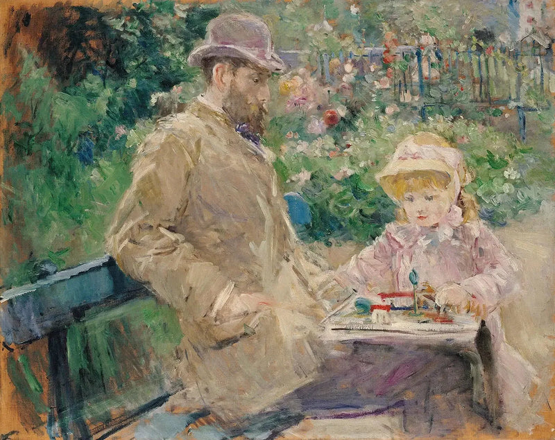 Eugène Manet et sa fille dans le jardin de Bougival - Berthe Morisot