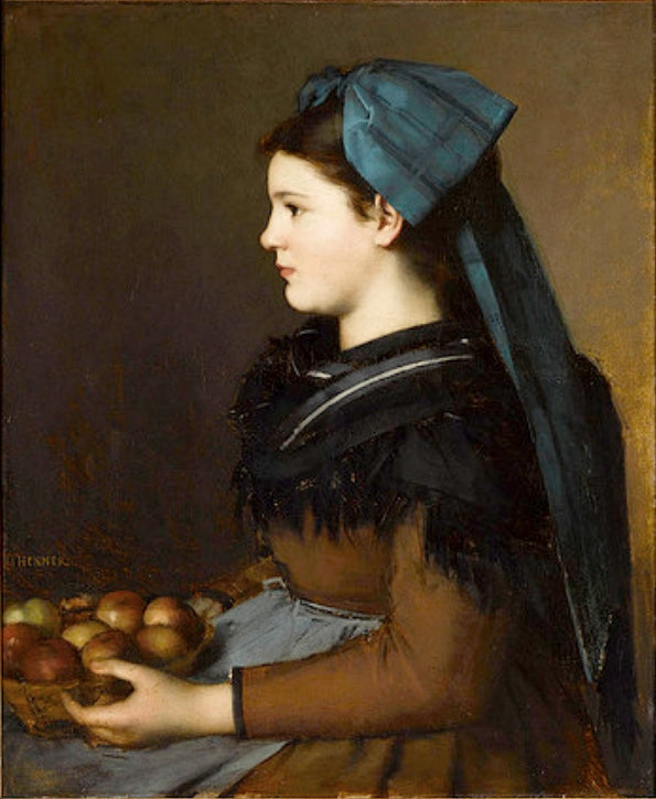 Eugénie Henner en Alsacienne locataire d'un panier de pommes - Jean-Jacques Henner image 1 copie de tableau peinte à la main