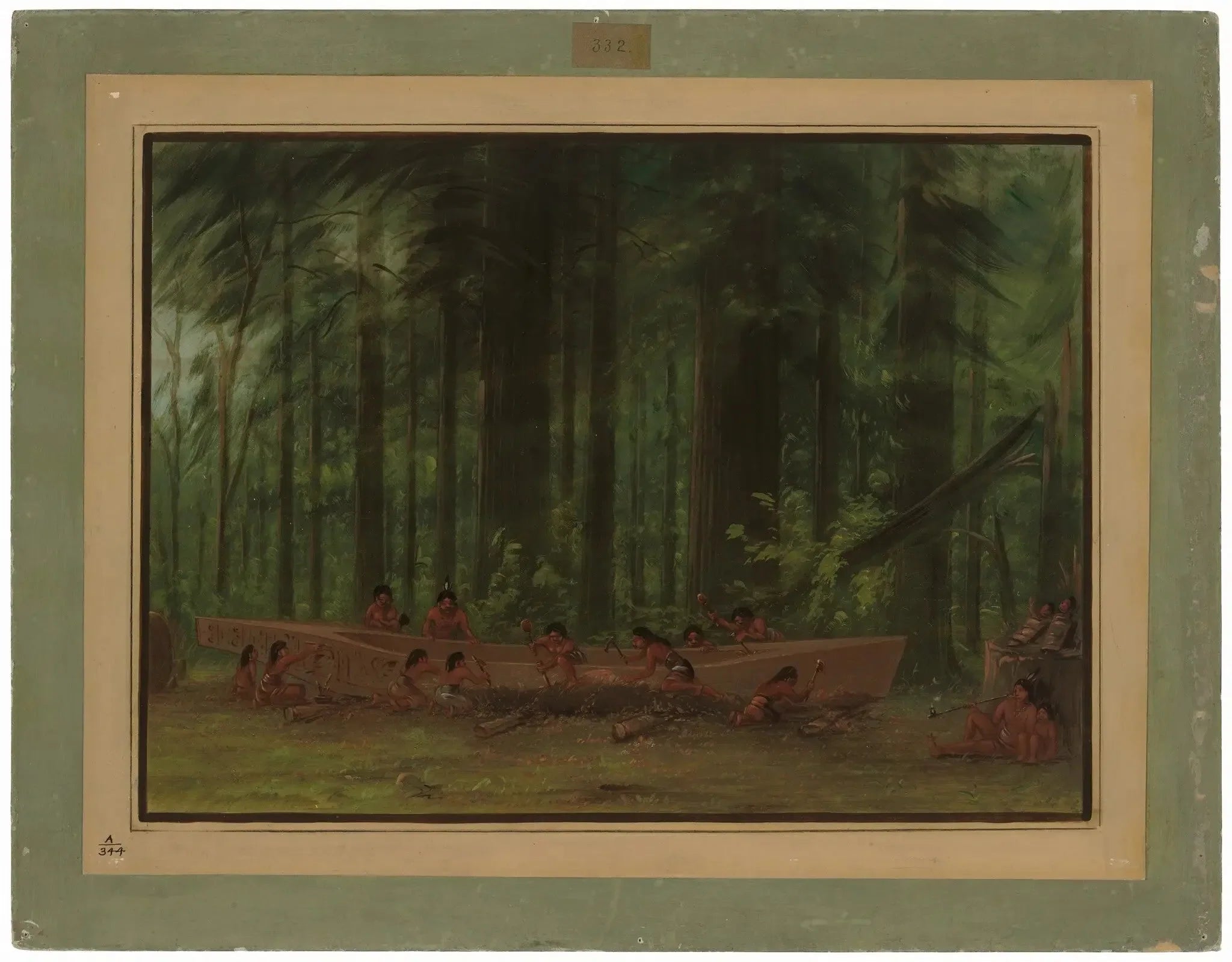 Excavation d'un canot - Indiens Nayas - George Catlin image 1 reproduction de peinture à l’huile
