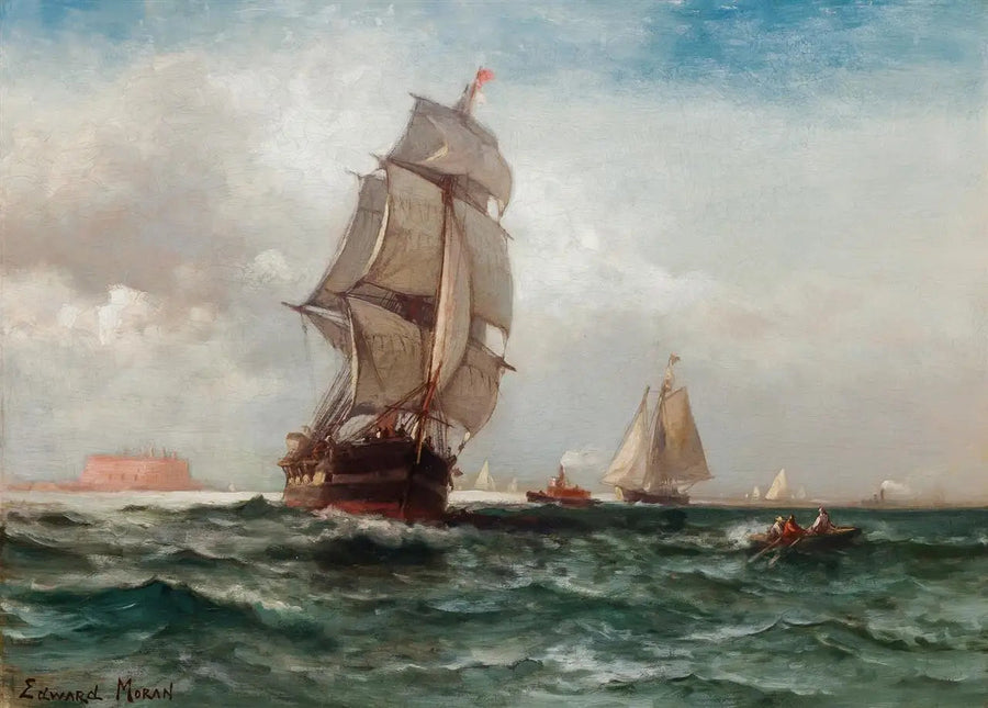 Expédition au large de Governors Island, New York - Edward Moran image 1 reproduction d’œuvre d’art à l’huile