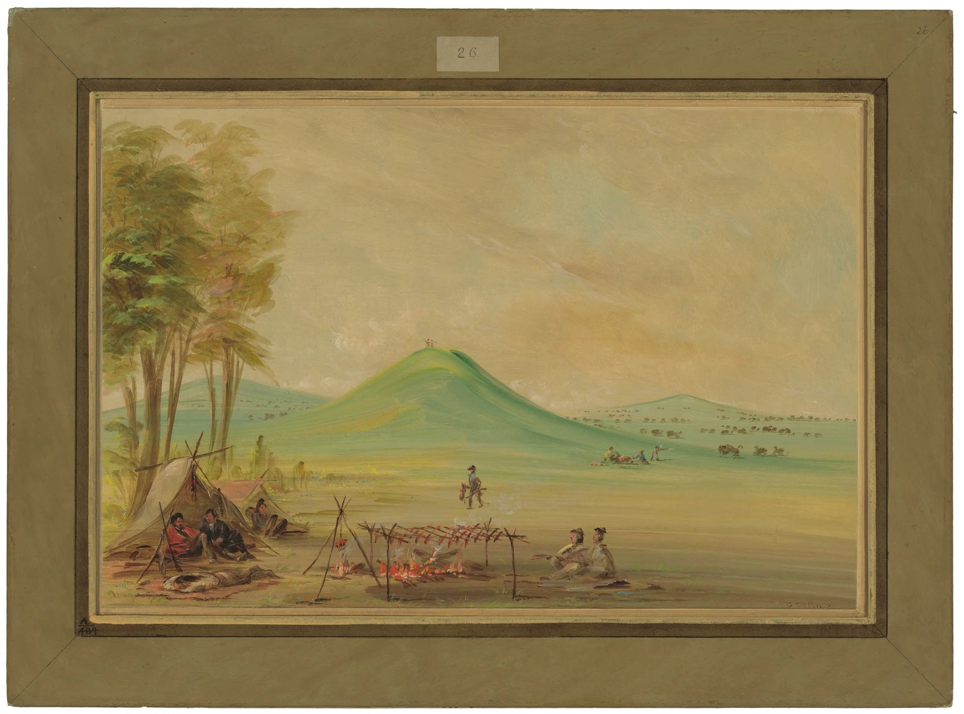 Expédition campée dans une prairie du Texas. Avril 1686 - George Catlin image 1 reproduction artisanale de tableau
