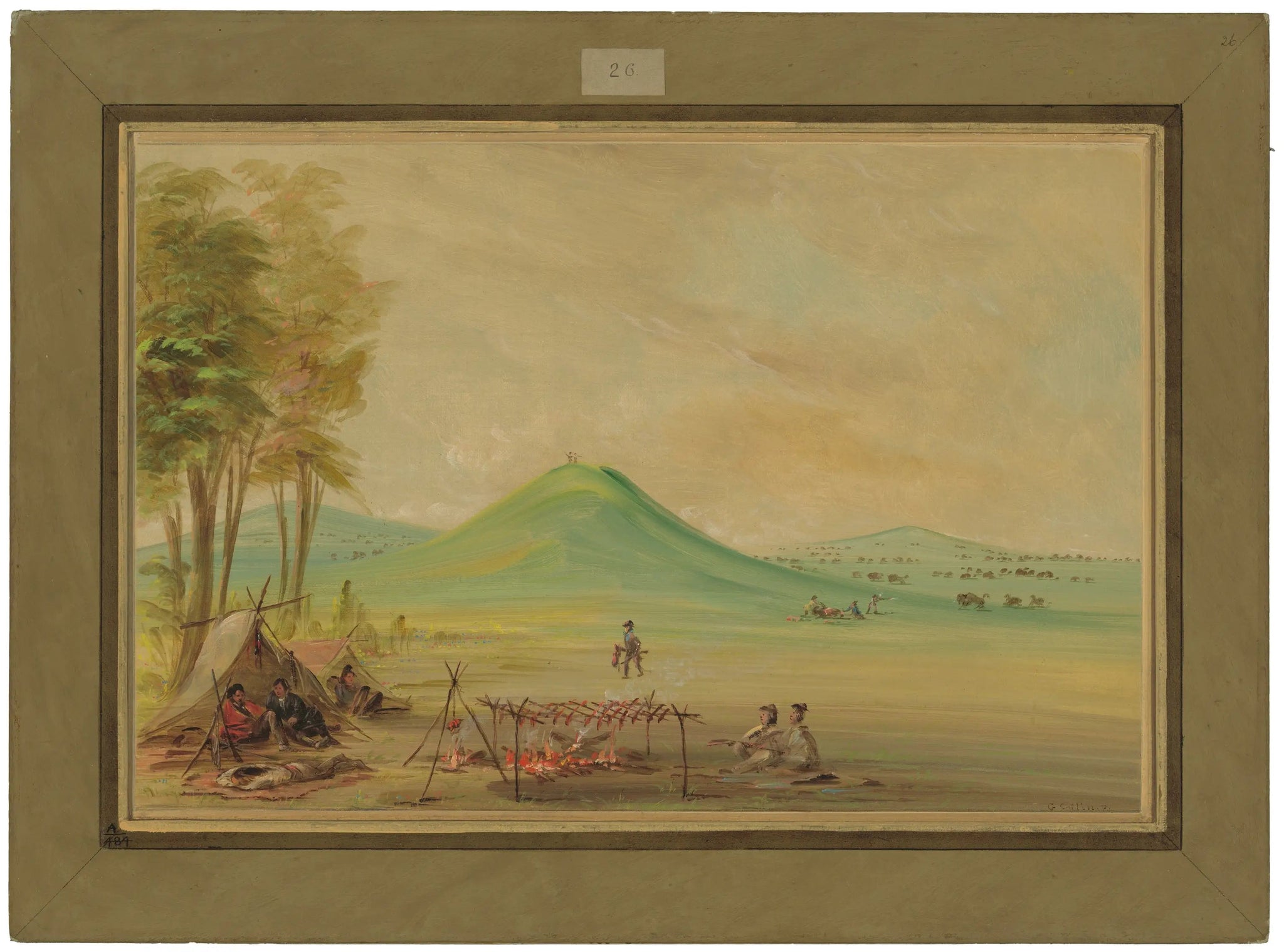 Expédition campée dans une prairie du Texas. Avril 1686 - George Catlin image 1 reproduction artisanale de tableau