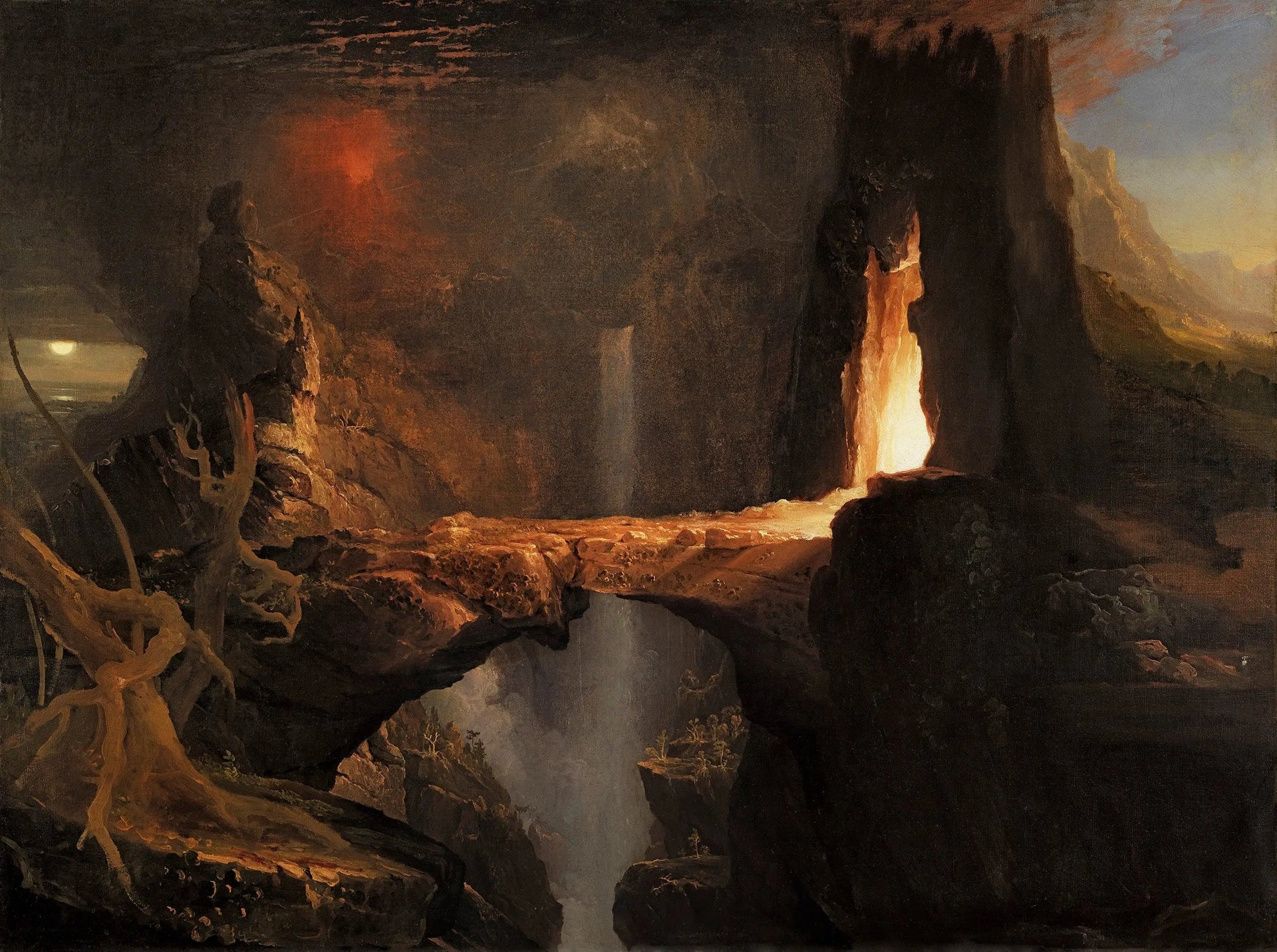 Expulsion : Lune et Lumière du Feu - Thomas Cole image 1 tableau peint à l’huile sur toile