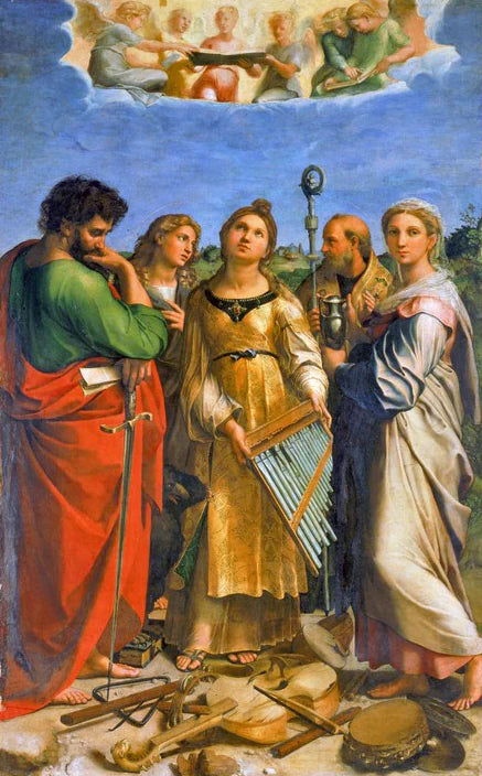 Extase de Sainte Cécile entre les saints Paul, Jean l'évangéliste, Augustin et Marie-Madeleine - Raphaël Sanzio