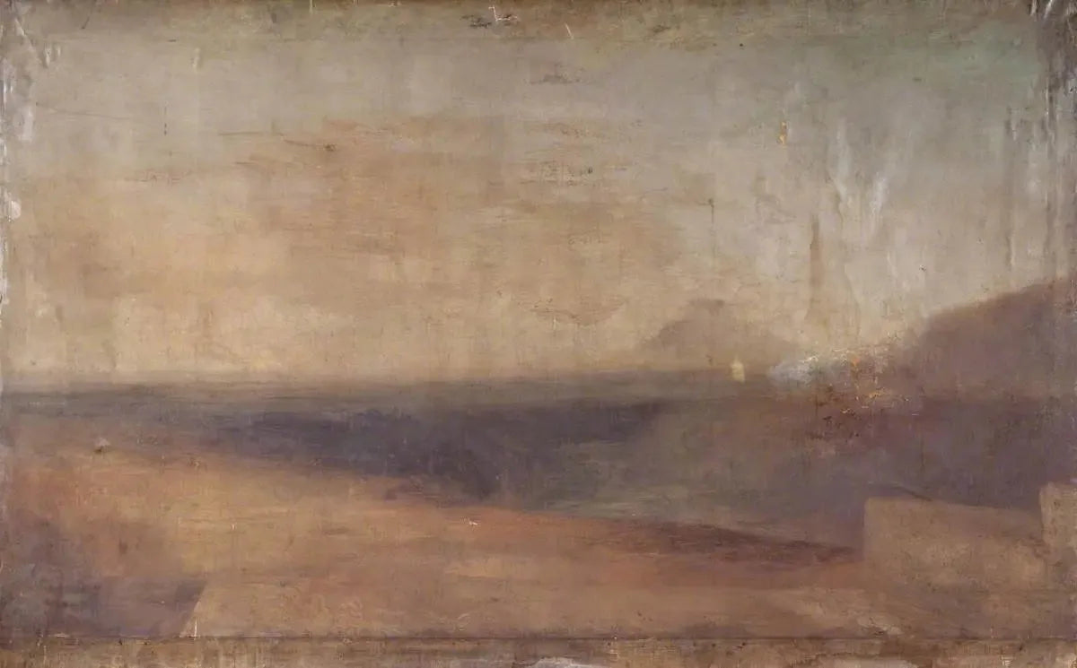 Extensive Landscape with River or Estuary and a Distant Mountain - J. M. W. Turner image 1 tableau peint à l’huile sur toile