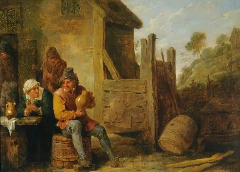 Extérieur d'une auberge : Paysans buvant - David Teniers le Jeune image 1 reproduction d’œuvre d’art à l’huile