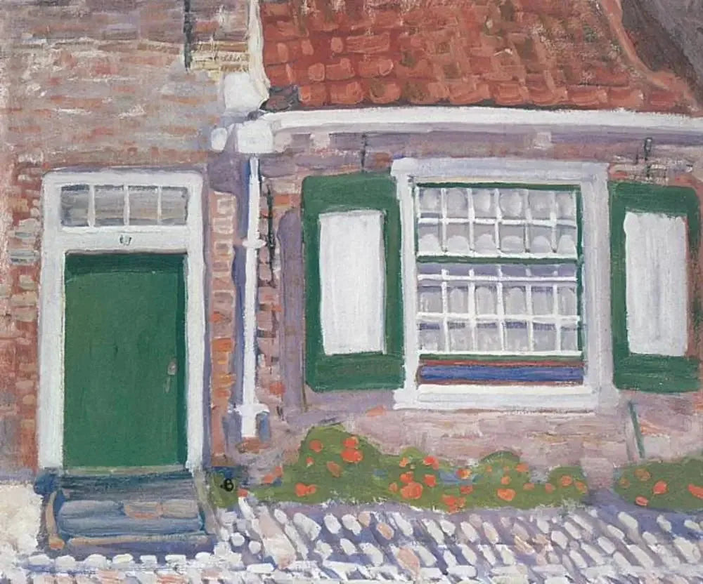Façade de maison avec volets garnis de vert - Piet Mondrian image 1 tableau peint à l’huile sur toile