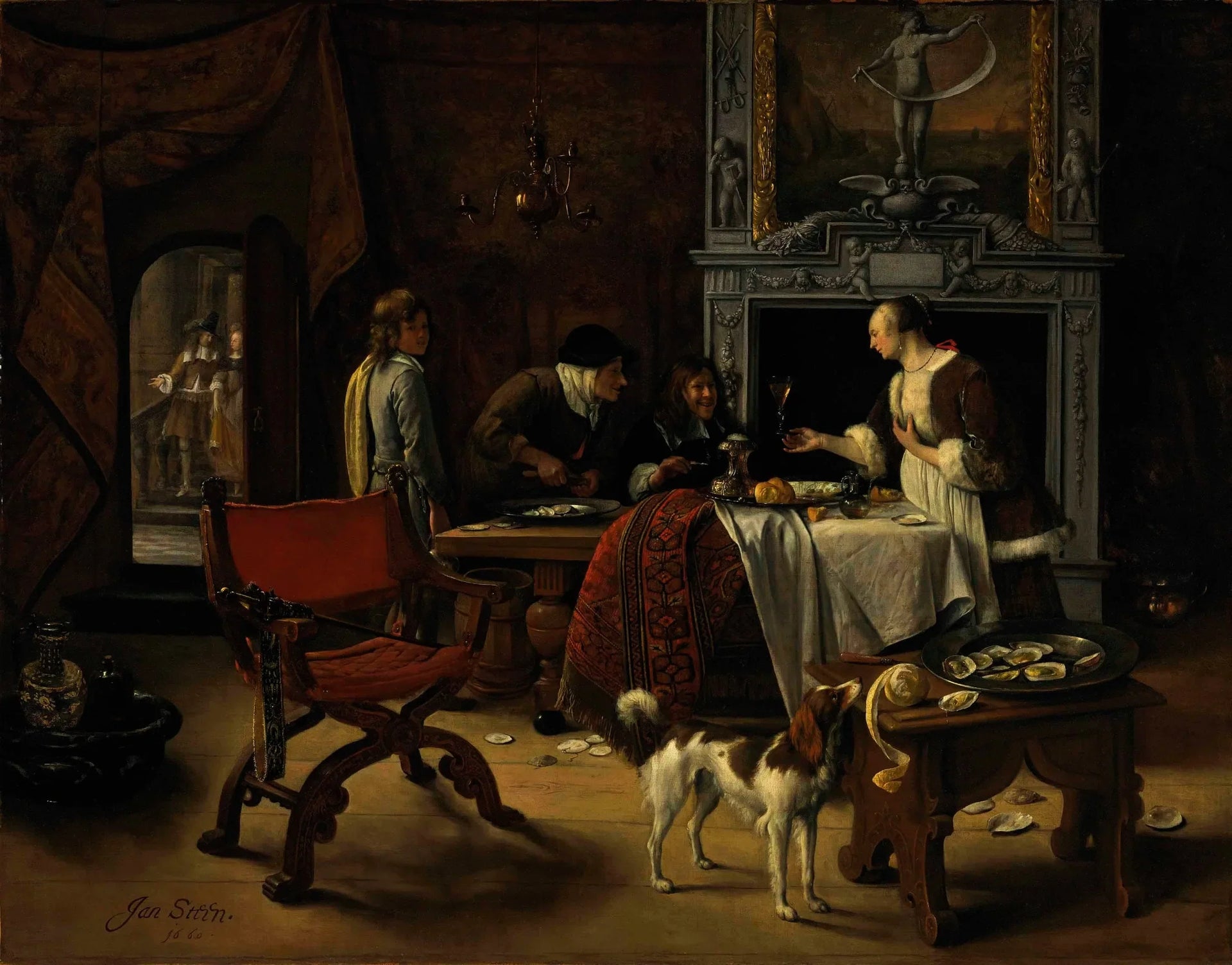 Facile à gagner, facile à perdre (L'artiste mangeant des huîtres) - Jan Steen image 1 reproduction artisanale de tableau