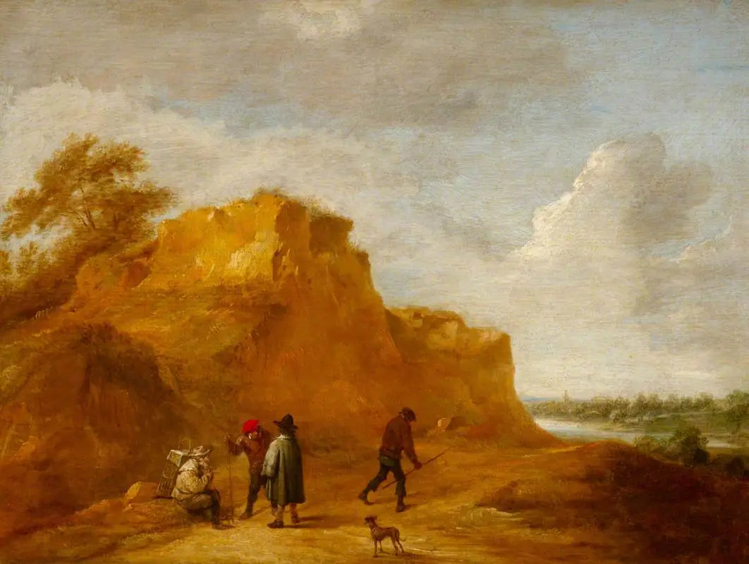 Falaise de sable et personnages - David Teniers le Jeune image 1 copie de tableau peinte à la main