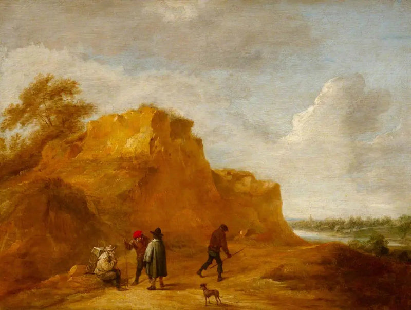 Falaise de sable et personnages - David Teniers le Jeune