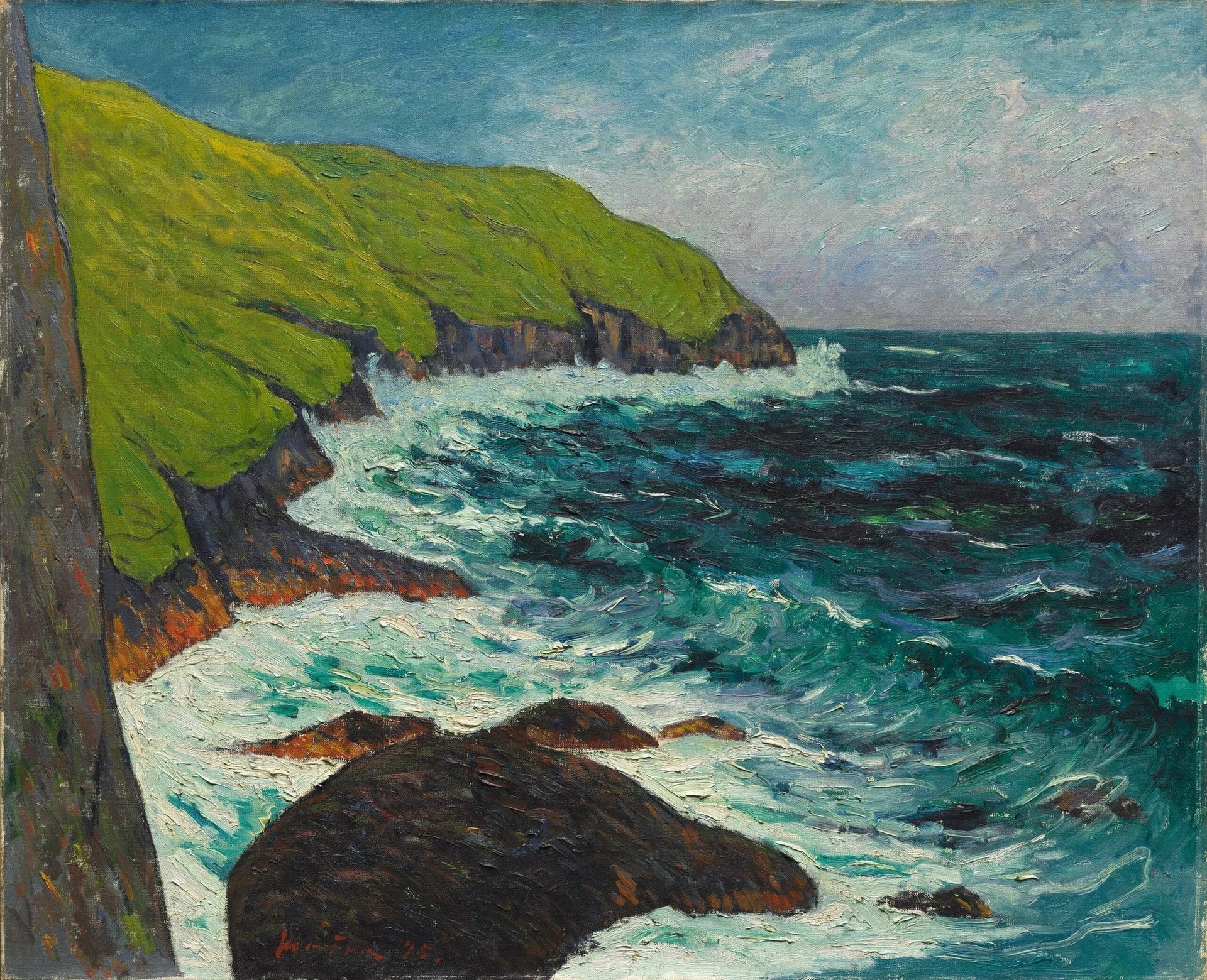 Falaises de Beg ar Fry, Saint-Jean-du-Doigt - Maxime Maufra image 1 reproduction de peinture à l’huile