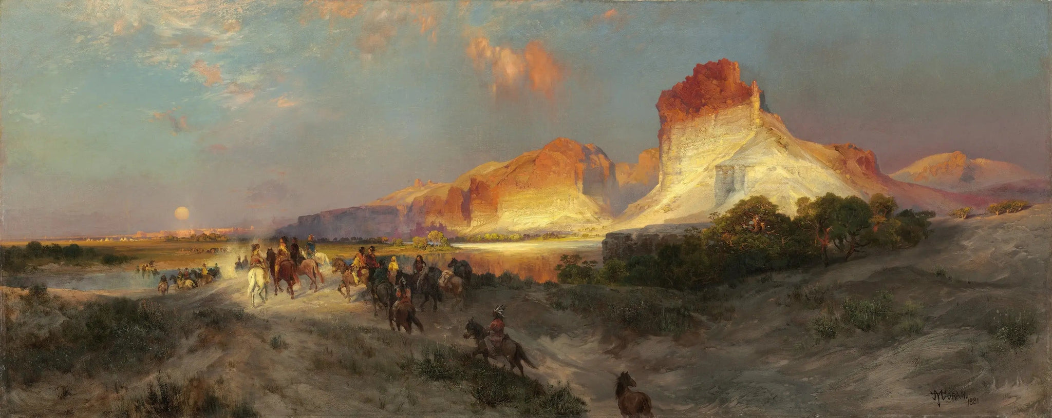 Falaises de Green River, Wyoming - Thomas Moran image 1 tableau peint à l’huile sur toile