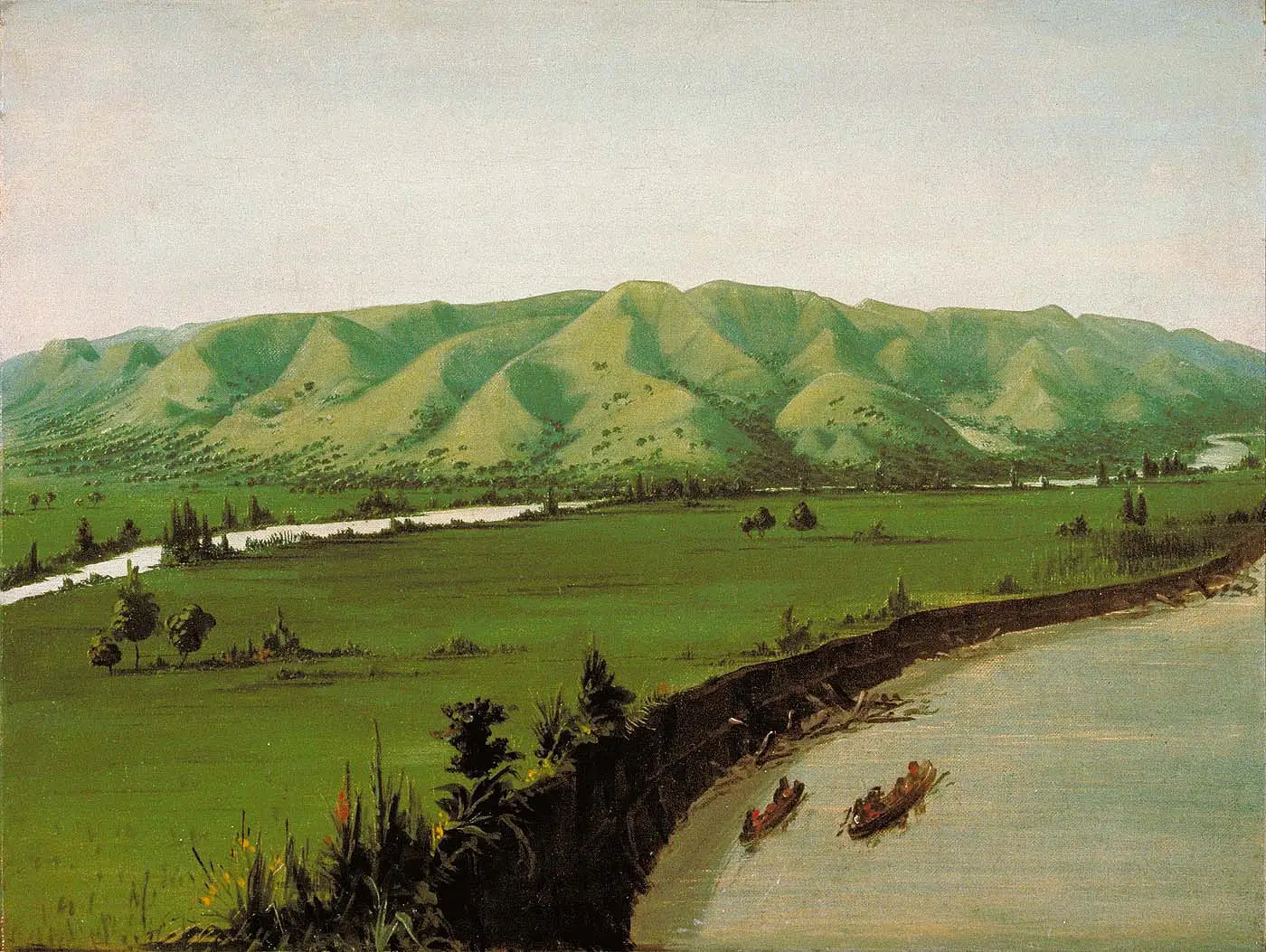 Falaises de Nishnabottana, à 1 070 milles au-dessus de Saint-Louis - George Catlin image 1 copie peinte à la main à l’huile