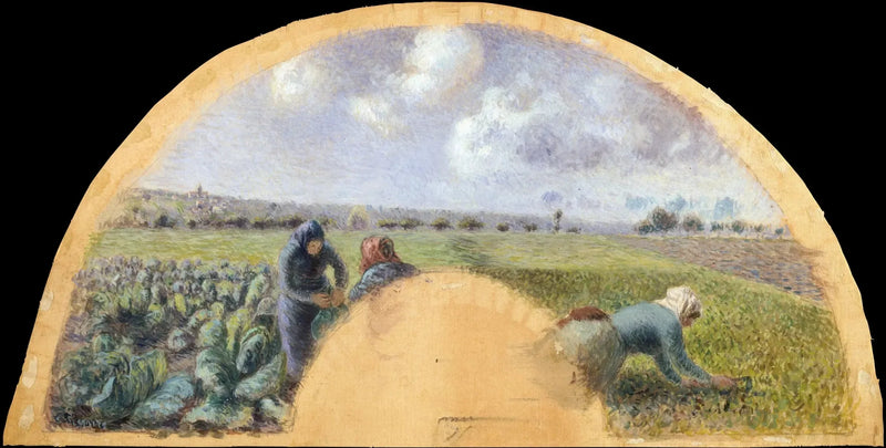 Fan Mount : Les Cueilleurs de choux - Camille Pissarro