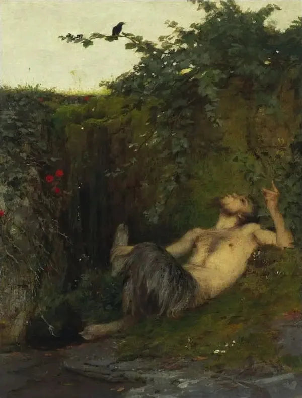 Faune et le merle - Arnold Böcklin image 1 copie peinte à la main à l’huile