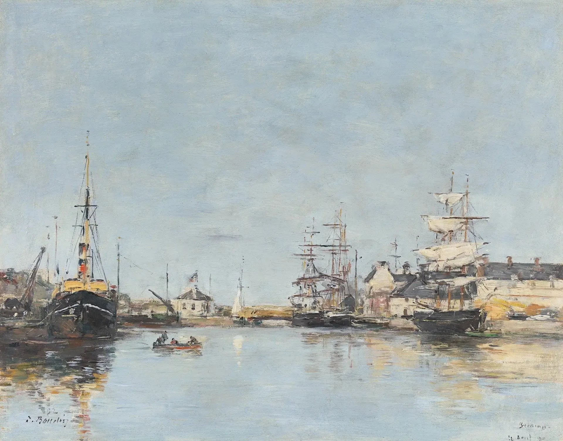 Fécamp, le bassin - Eugène Boudin image 1 reproduction de peinture à l’huile