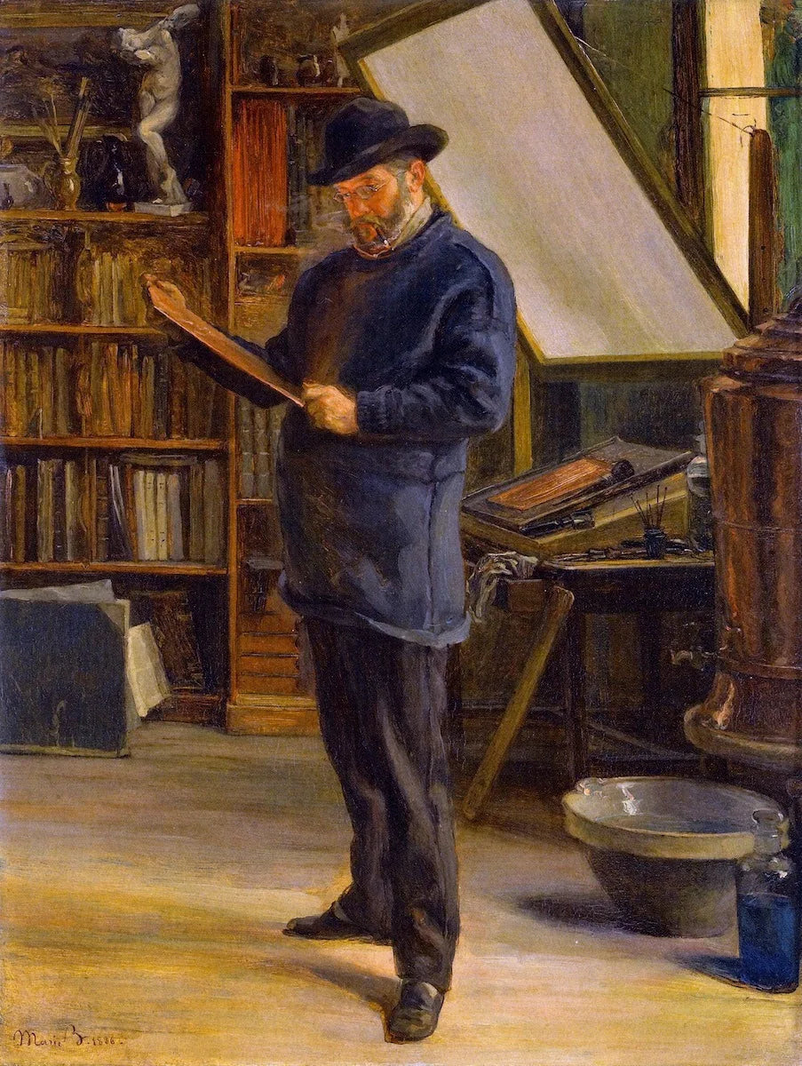 Félix Bracquemond dans son atelier - Marie Bracquemond image 1 tableau peint à l’huile sur toile